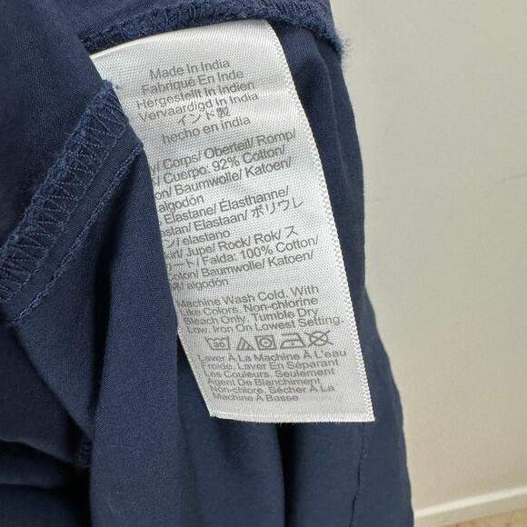 J.Crew Pintuck Mixy Dress Stretch Cotton Midi A line Minimalist Navy Medium NWT - Picture 8 of 12